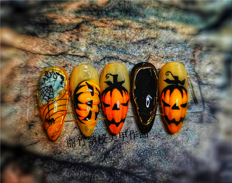 麗竹美甲作品：萬圣節(jié)主題美甲