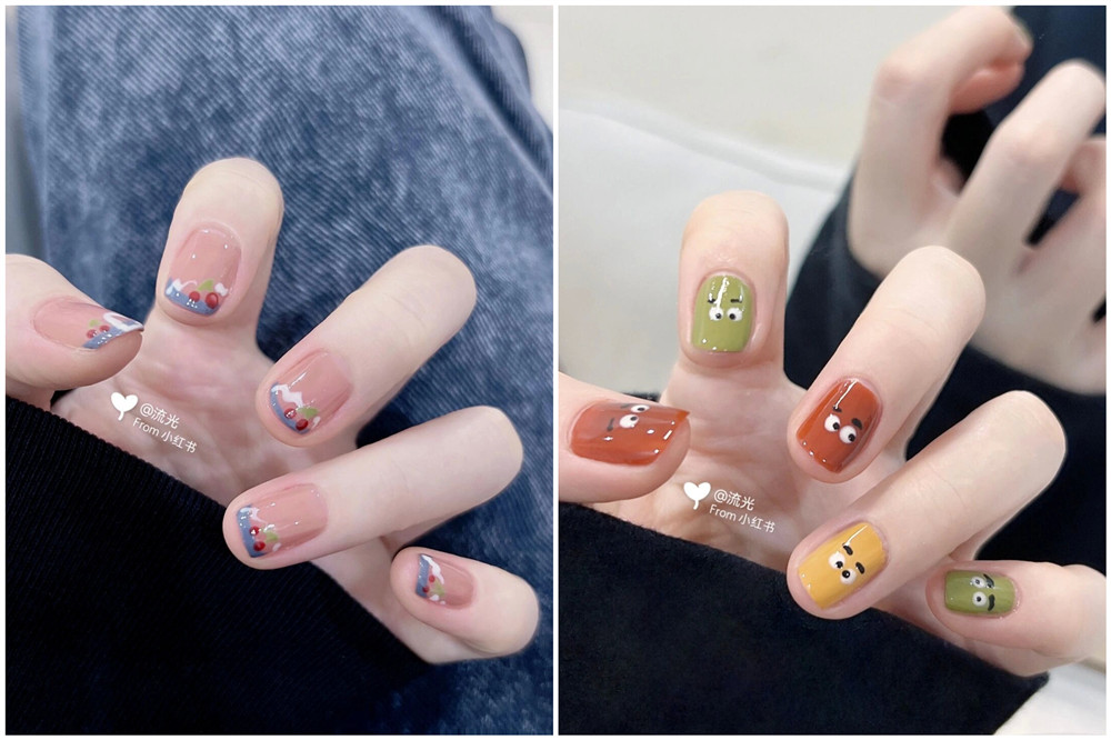 夏日涂鴉風美甲分享，廣西網(wǎng)紅美甲培訓推薦