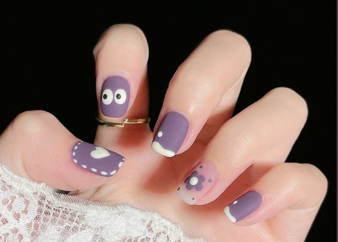 紫色美甲款式合集，?學美甲在麗竹分享