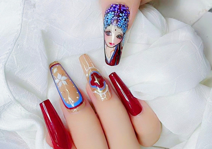 國風(fēng)美甲，南寧美甲造型培訓(xùn)班學(xué)員作品