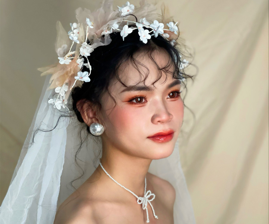 慵懶法式浪漫新娘，南寧妝容造型培訓作品