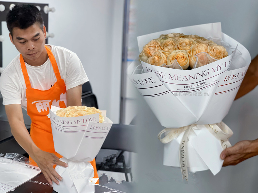 制作圓形玫瑰花束教程，零基礎學花藝培訓