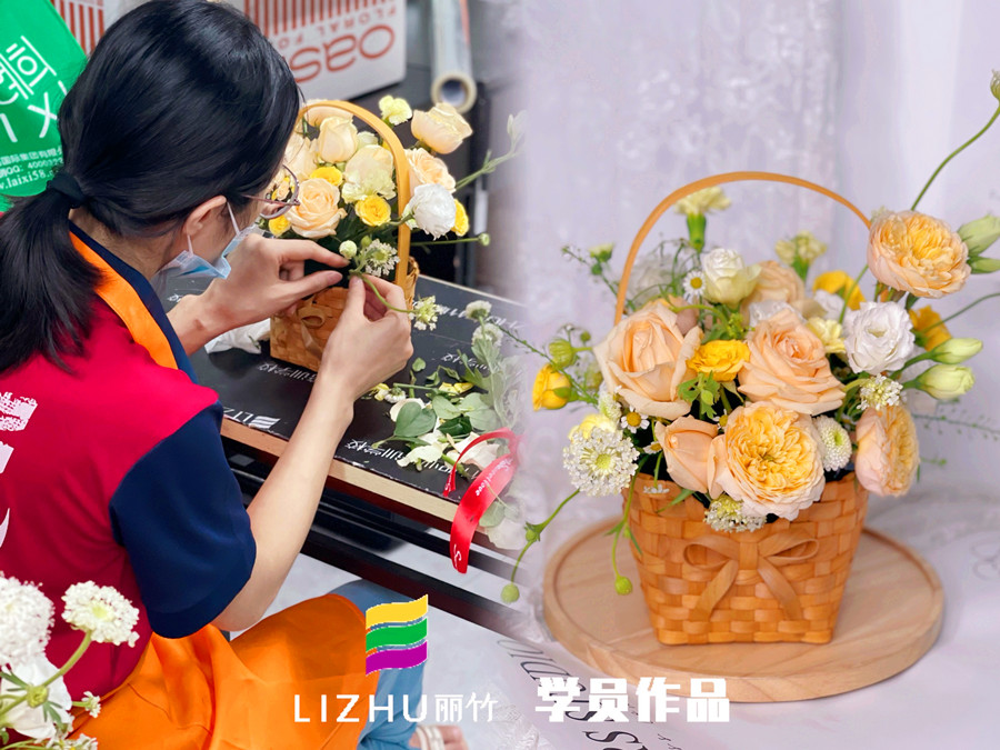奶油系手提花籃特點，?廣西學花藝零基礎課程