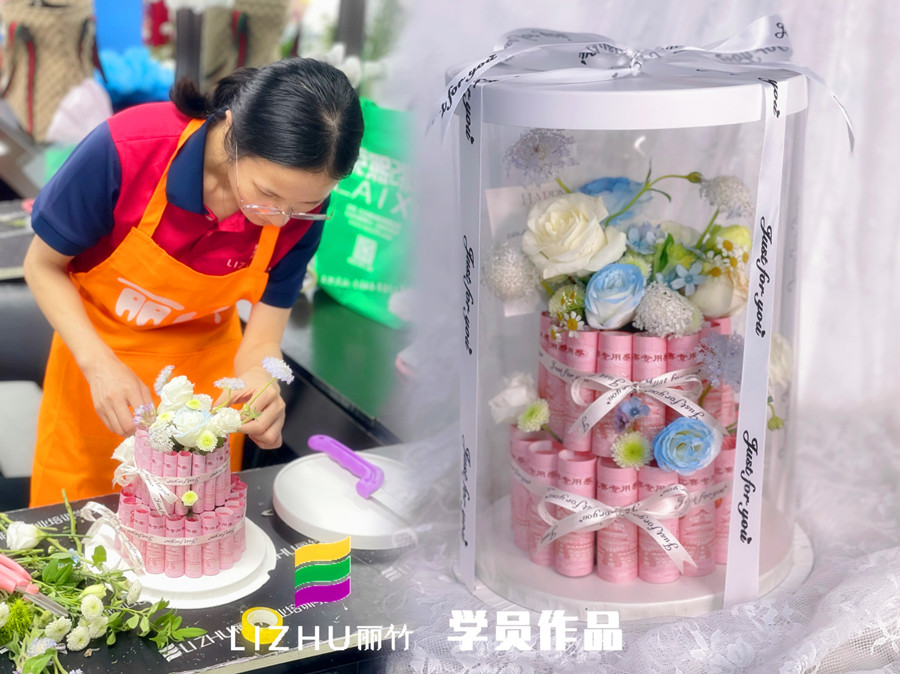 蛋糕花盒制作，南寧花藝學(xué)校課堂實(shí)訓(xùn)