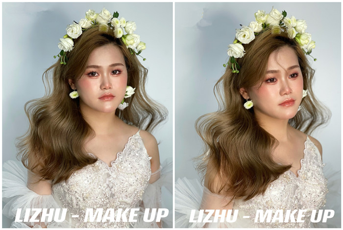 鮮花披發(fā)新娘造型，南寧新娘化妝進(jìn)修作品