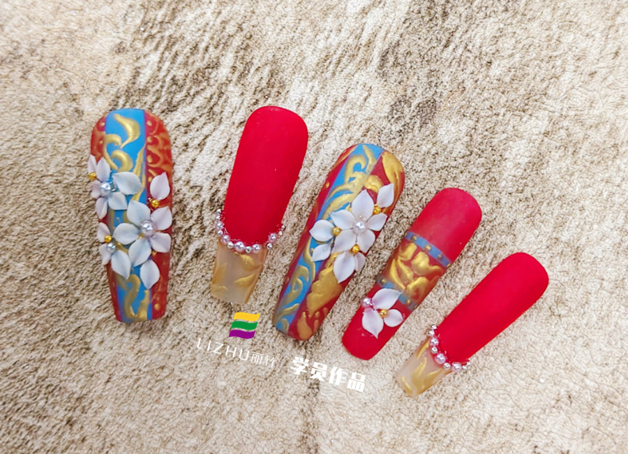 中式秀禾美甲，南寧美甲培訓(xùn)進(jìn)修班作品