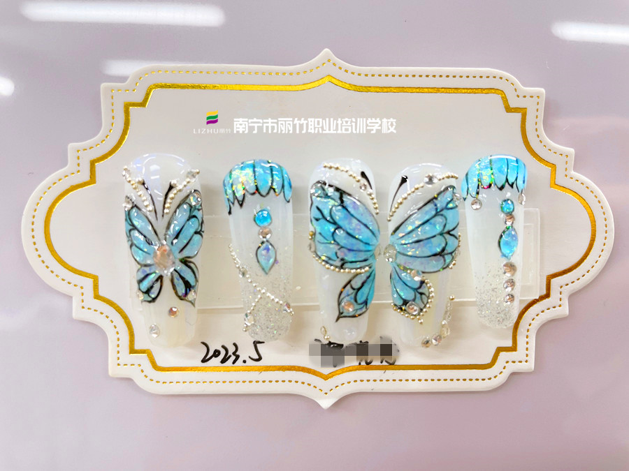 奢華蝴蝶美甲，廣西美甲造型培訓