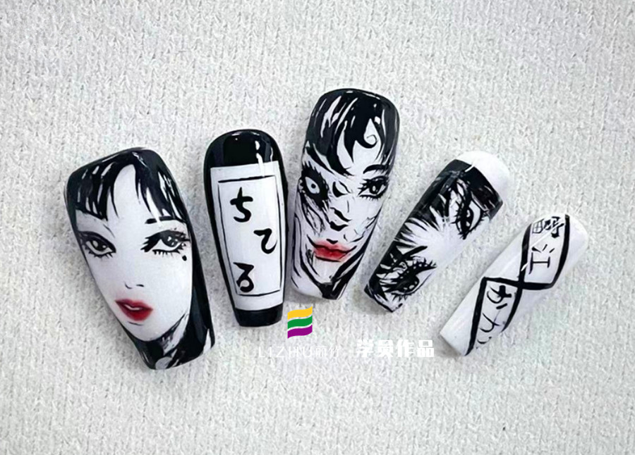 動(dòng)漫《富江》美甲，廣西美甲實(shí)訓(xùn)作品