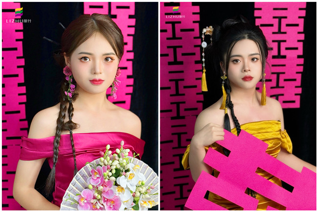 中式晨袍造型，南寧化妝藝術(shù)培訓(xùn)作品