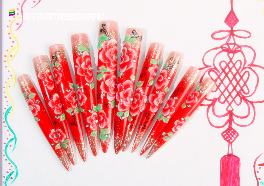 新年美甲排筆彩繪，南寧美甲學(xué)徒必學(xué)款