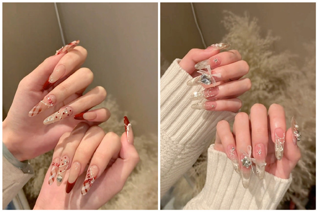 貼鉆長美甲，南寧美甲造型師學(xué)校收集整理