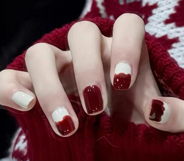 新年紅色美甲，南寧美甲款式造型學(xué)校