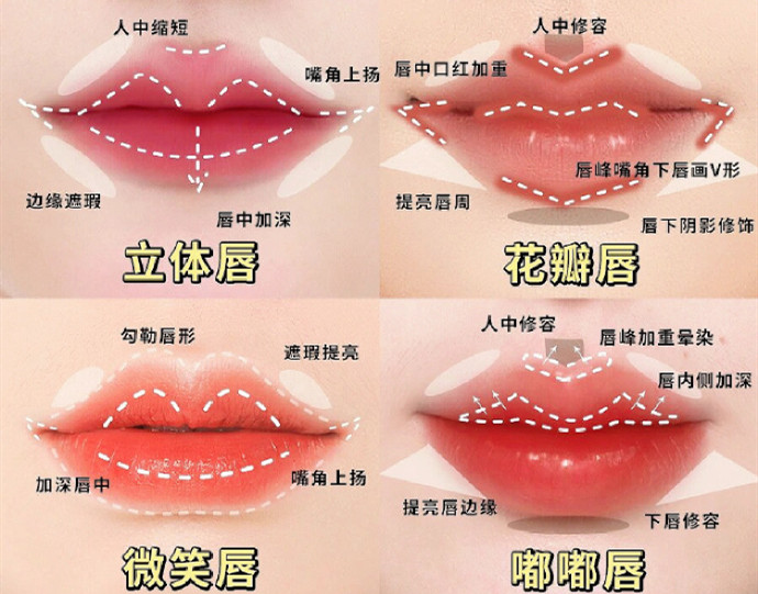 不同唇妝畫法教程，南寧化妝教學(xué)機(jī)構(gòu)分享