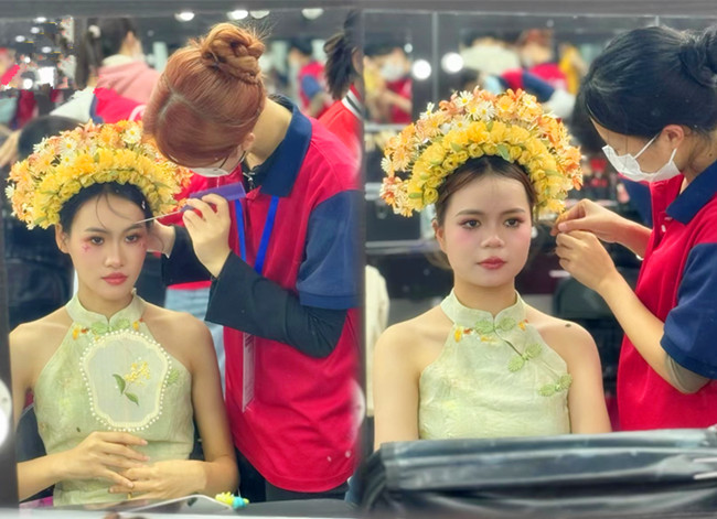 廣西化妝寫真：簪花造型學(xué)員練習(xí)