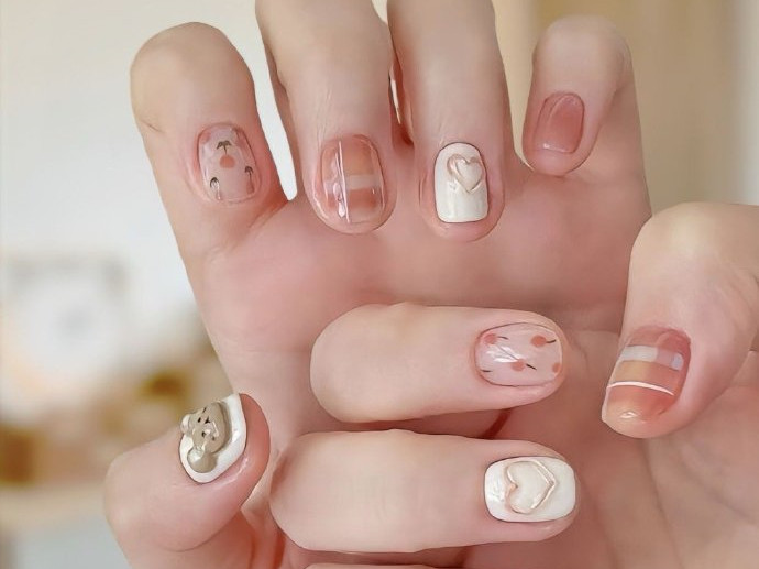 清新短甲圖片，廣西美甲店學徒推薦款