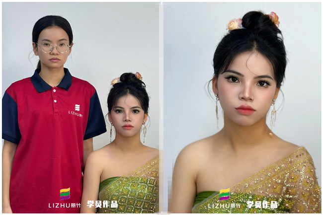 傣族少女寫真，學專業(yè)彩妝在南寧學員作品