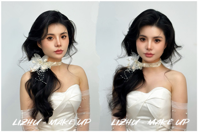 韓式側(cè)扎紋理新娘，廣西學化妝影樓