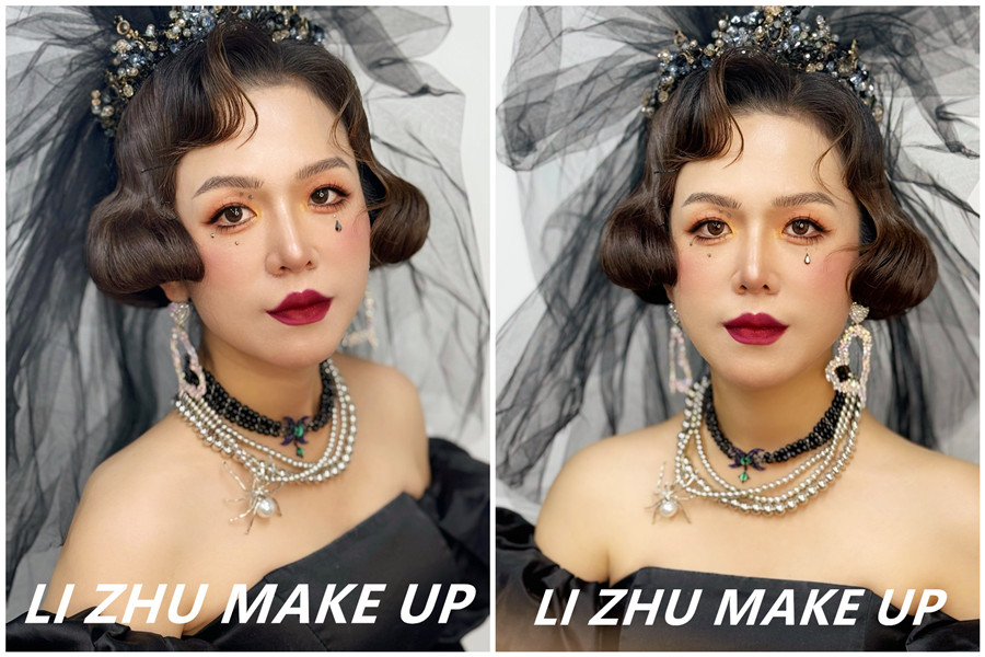 暗系朵拉造型，南寧培訓(xùn)化妝高彩作品