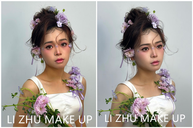 鮮花抽絲造型，南寧化妝高彩造型學(xué)校作品欣賞