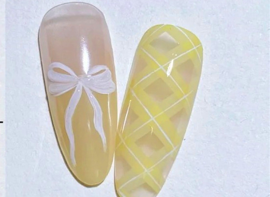 格紋蝴蝶結(jié)美甲教程，南寧美甲進修整理