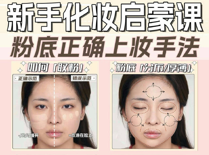 粉底液上妝的手法，南寧化妝新手教程