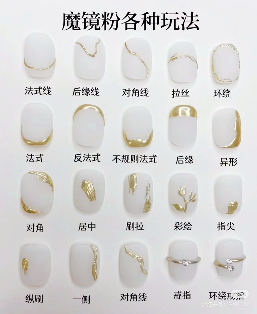 繪制不同魔鏡粉美甲的教程，廣西美甲師教學(xué)