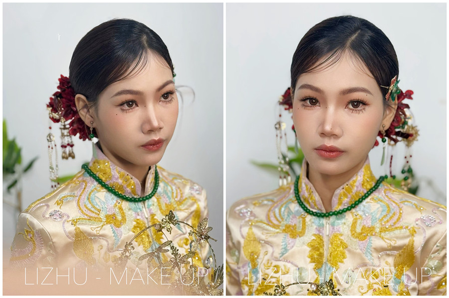 龍鳳褂新娘造型解析，廣西新娘化妝跟妝