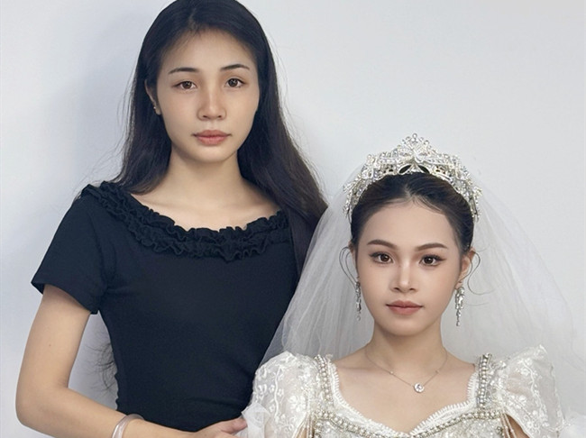婚禮新娘造型，南寧化妝高彩班學員作品