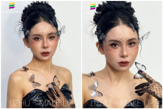 黑色蝴蝶面紗造型，廣西化妝專業(yè)課堂作品