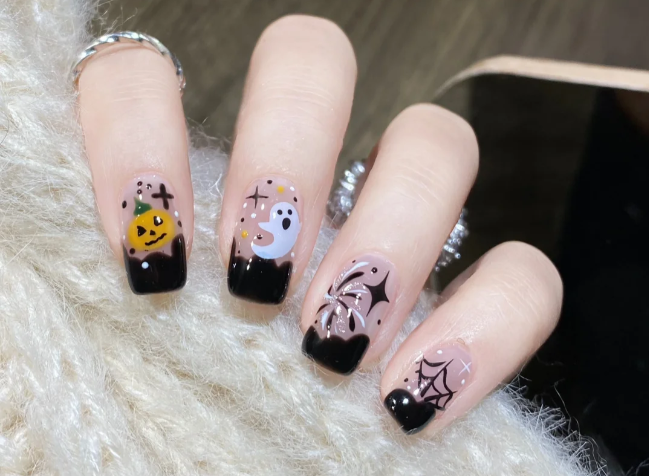 萬(wàn)圣節(jié)煙花美甲，南寧美甲進(jìn)修分享教程