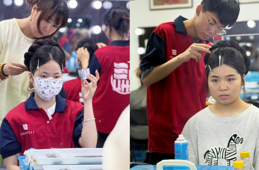 化妝造型盤發(fā)練習，南寧化妝發(fā)型培訓